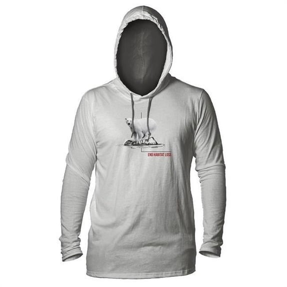 The Mountain 4955734 Grey Habitat Polar Bear Adult T-Shirt Hoodie - 2XL