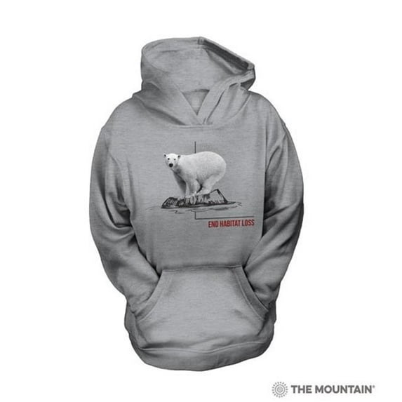The Mountain 5355730 Blank White Habitat Polar Bear Youth Hoodie - Small