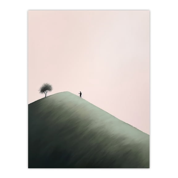 The Mountain Climb By Amy Denver Minimalist Soft Pastel Pink and Green Minimalism Simple Modern Artwork Unframed Wall Art Print Poster Home Decor Premium