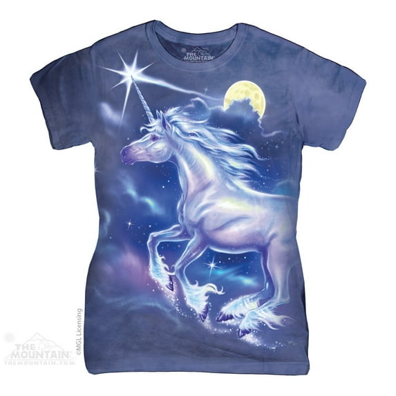 The Mountain Cotton Unicorn Star Design Novelty Womens T-Shirt (Purple, S)