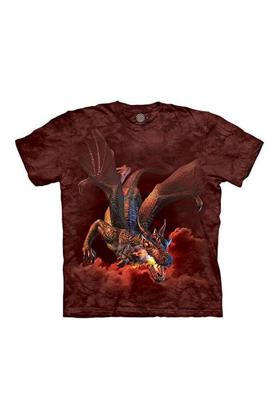 Dragon Breathing Fire 100% Cotton Unisex T-Shirt - Furnace Face - Brown, 2XL