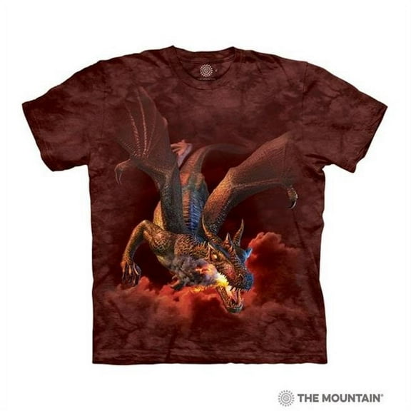 The Mountain Dragon Breathing Fire 100% Cotton Unisex T-Shirt - Furnace Face - Brown, S