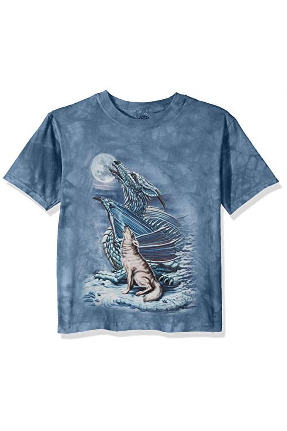 Dragon Wolf Moon Adult T-Shirt, Blue, XL