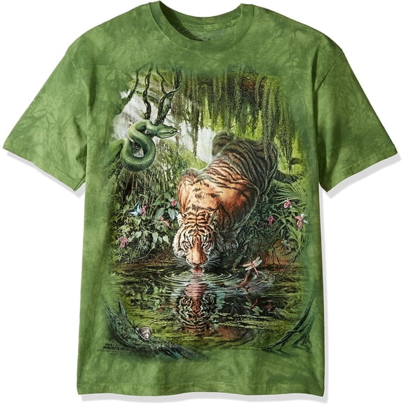 The Mountain Enchanted Tiger Adult T-Shirt, Green, 3XL