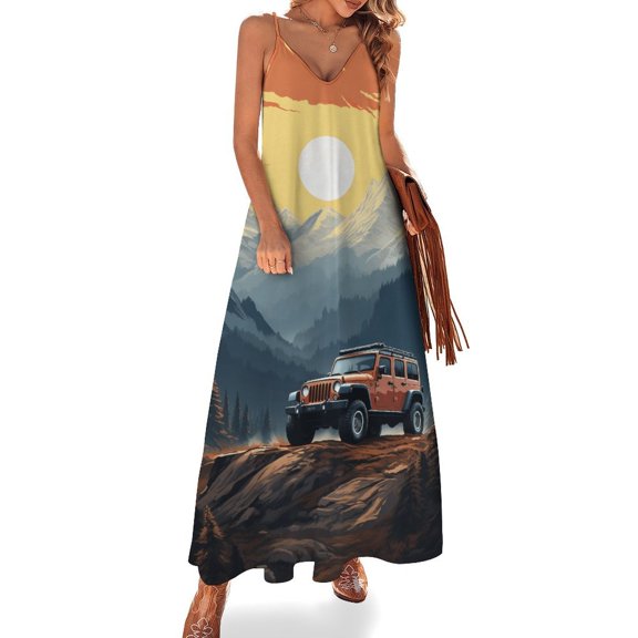 The Mountain Is Calling Design Sleeveless Dress Woman Fashion Long Dresses Women's Summer Suit Dress 2025