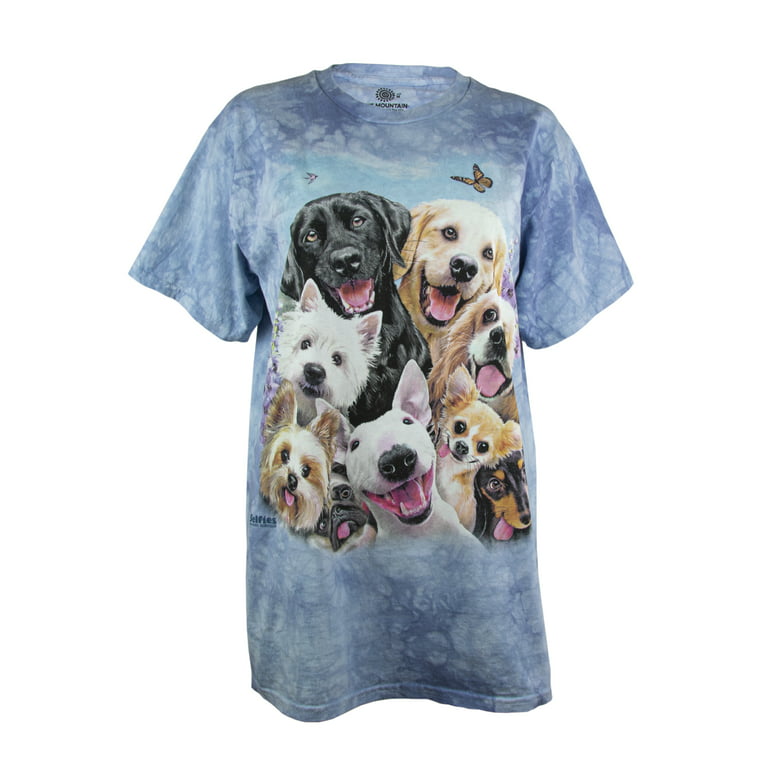 The Mountain Men's Cotton Dogs Selfie T-Shirt in Blue, M 