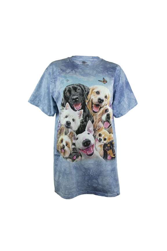 Men's Dog Selfies Graphic Short Sleeve T-Shirt in Blue, Medium