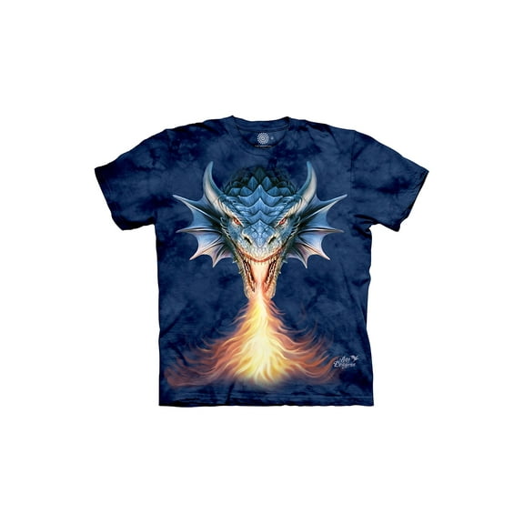 The Mountain Men's Fire Breathing Blue Dragon Short Sleeve T-Shirt Tee