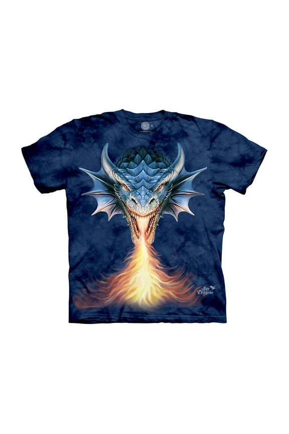 Men's Fire Breathing Blue Dragon Short Sleeve T-Shirt Tee
