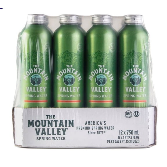 The Mountain Valley 750 mL Spring Water in Aluminum Can 12pk