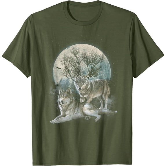 The Mountain Wolf Native American Wolf Wolves Lover Unisex T-Shirt for Men Women Kids Toddler,Military Green Color,Size M