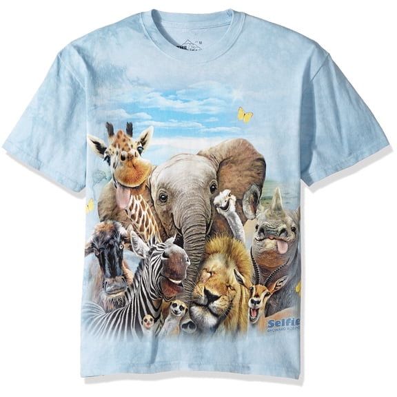 The Mountain mens African Selfie T-shirt T Shirt, Blue, Large US