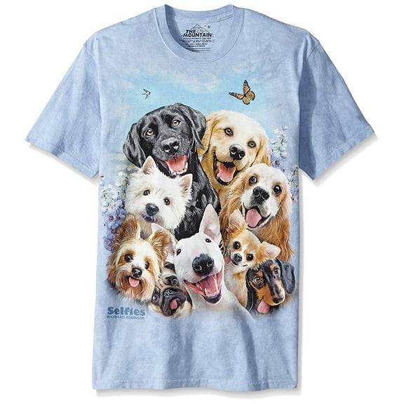 The Mountain mens Dog Selfie T Shirt, Blue, Medium US