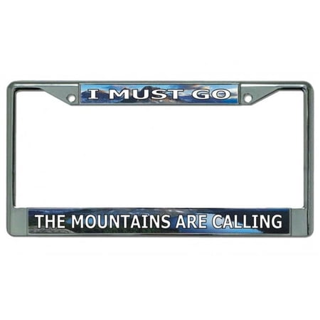 The Mountains Are Calling #2 Chrome License Plate Frame