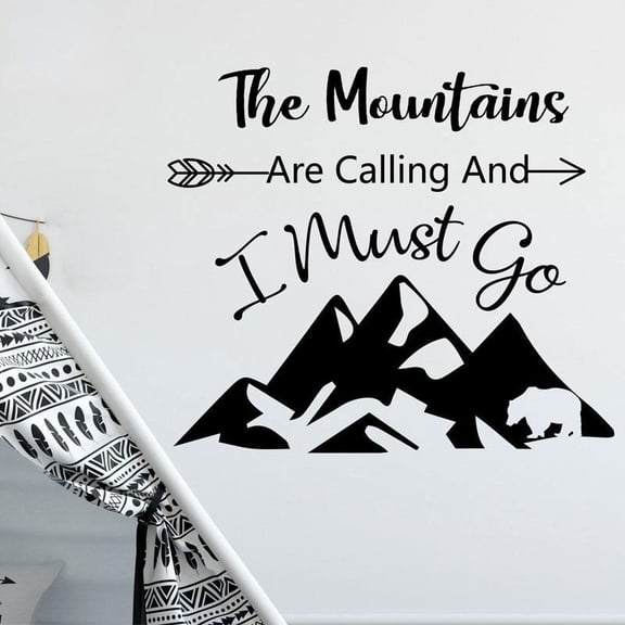 The Mountains Are Calling And I Must Go Quote Decal Rustic Home Decor Kids Room Nursery Travel Wall Sticker Adventure Mural 48x42cm