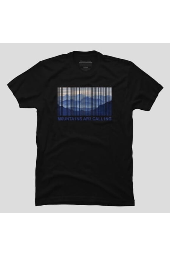 The Mountains Are Calling Barcode Funny Hiking Graphic, H40206 Unisex T-Shirt, Up to 5XL Available