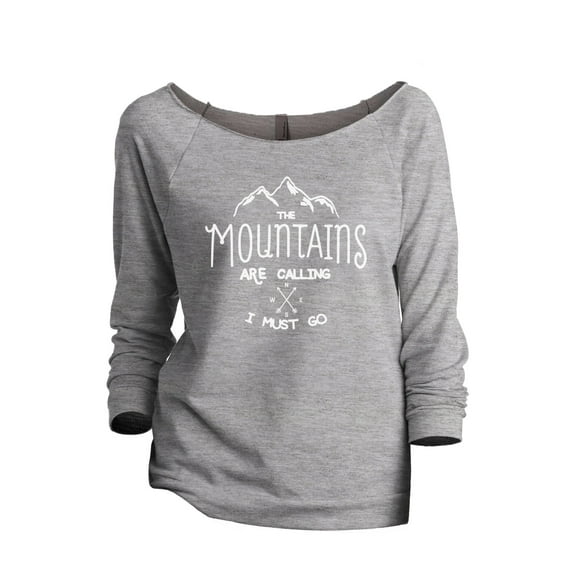 The Mountains Are Calling I Must Go Women's Fashion Slouchy 3/4 Sleeves Raglan Lightweight Sweatshirt Sport Grey Large