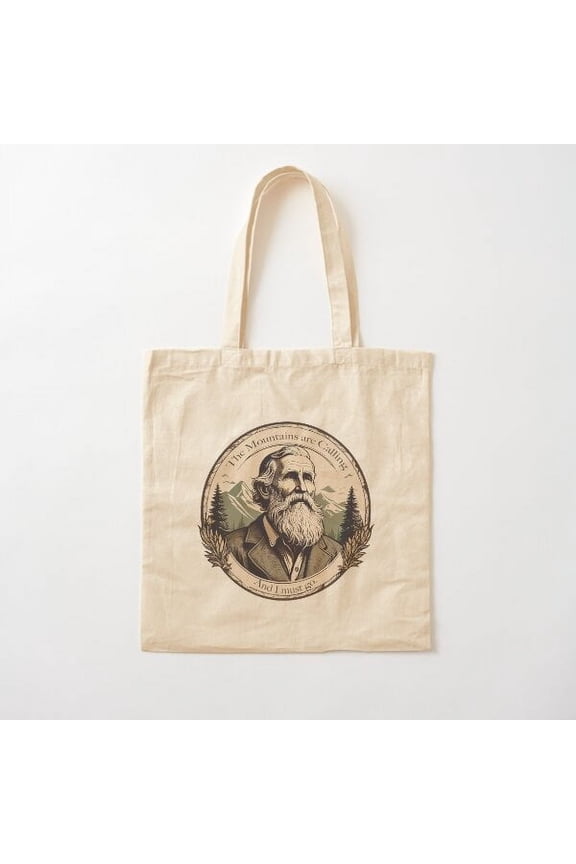 The Mountains Are Calling, John Muir Canvas Tote Bags, Reusable Shopping Bag