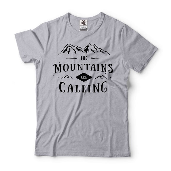 The Mountains Are Calling Shirt Hiking Shirt Adventure Shirts Wanderer Tshirt Nature Shirt Gift (3X-Large Grey)