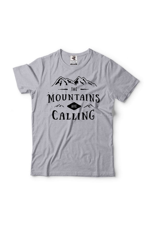 The Mountains Are Calling Shirt Hiking Shirt Adventure Shirts Wanderer Tshirt Nature Shirt Gift (Small Grey)