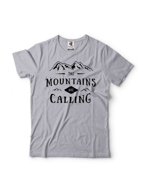 The Mountains Are Calling Shirt Hiking Shirt Adventure Shirts Wanderer Tshirt Nature Shirt Gift (Small Grey)