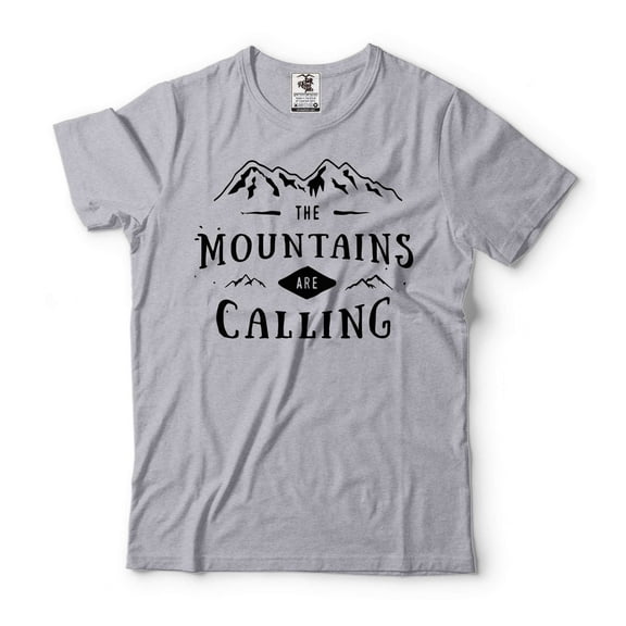 The Mountains Are Calling Shirt Hiking Shirt Adventure Shirts Wanderer Tshirt Nature Shirt Gift (X-Large Grey)