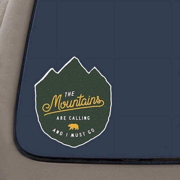The Mountains Are Calling Sticker/Decal | Vinyl Sticker | 4-Inches by 3.5-Inches | **2-Pack** | Car Truck Van SUV Laptop Macbook Wall Decals
