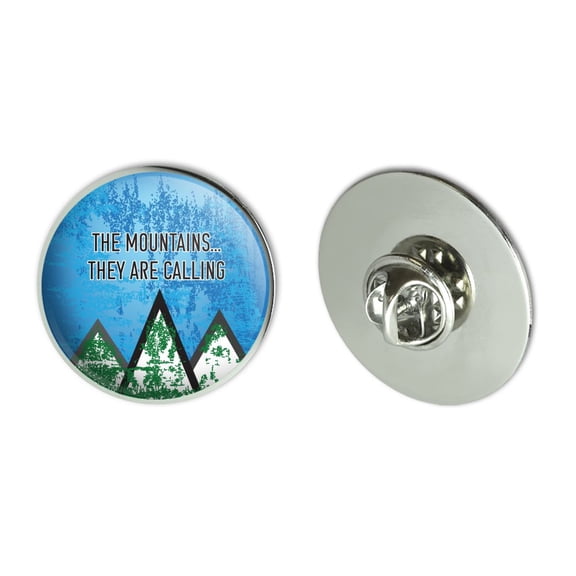 The Mountains They are Calling Hiking Nature Metal 1.1" Tie Tack Hat Lapel Pin Pinback