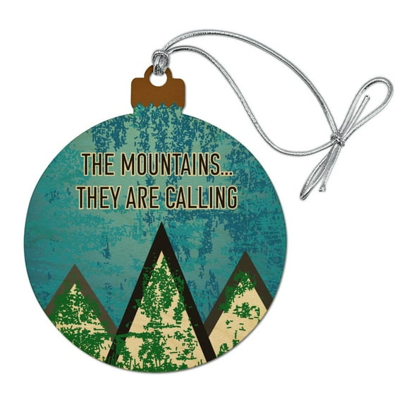 The Mountains They are Calling Hiking Nature Wood Christmas Tree Holiday Ornament