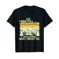 thumbnail image 1 of The Mountains are Calling and I Must Go Vintage Retro Hiking Men's Black T-Shirt Crew Neck Tee, 1 of 5