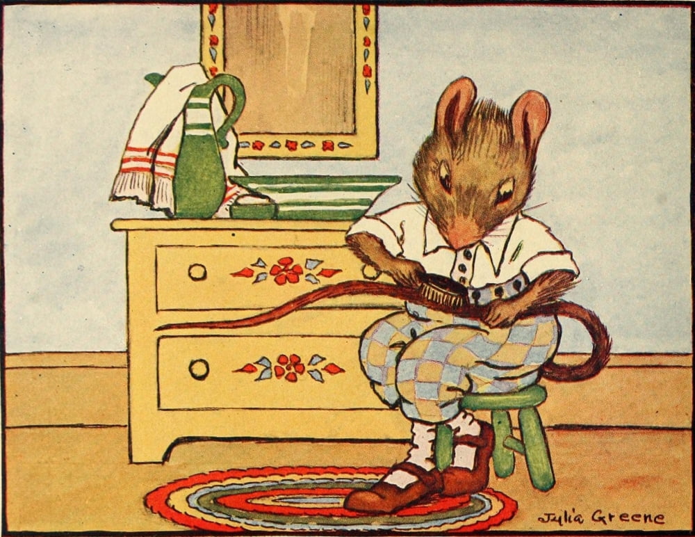 The Mouses Tail c1917 Brushing his tail Canvas Art - Julia Greene (24 x 36)
