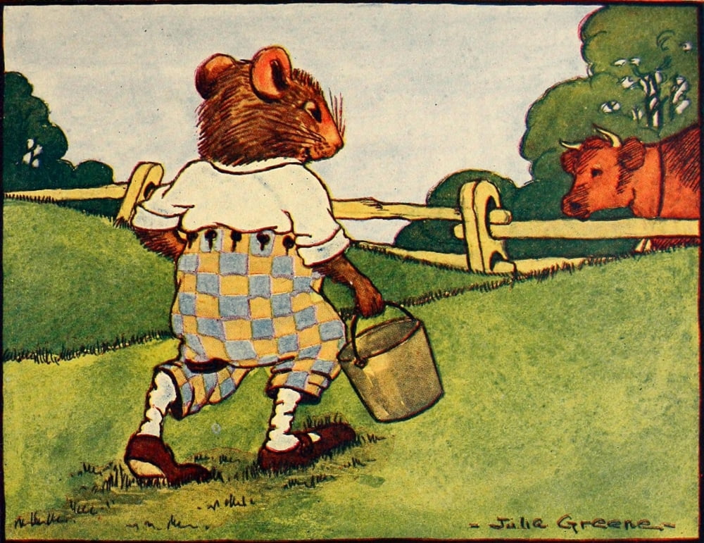 The Mouses Tail c1917 Fetching milk Canvas Art - Julia Greene (18 x 24)