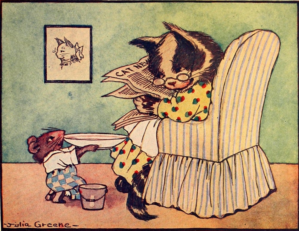 The Mouses Tail c1917 Goes to cat Canvas Art - Julia Greene (24 x 36)