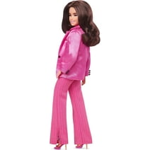 The Movie Doll, Gloria Collectible Wearing Three-Piece Pink Power Pantsuit with Strappy Heels and Golden Earrings