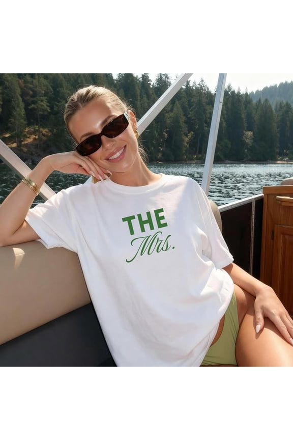 The Mrs tee, bride to be shirt, pinterest aesthetic honeymoon outfit, trendy engagement gift for wife, viral wedding day top, wifey club
