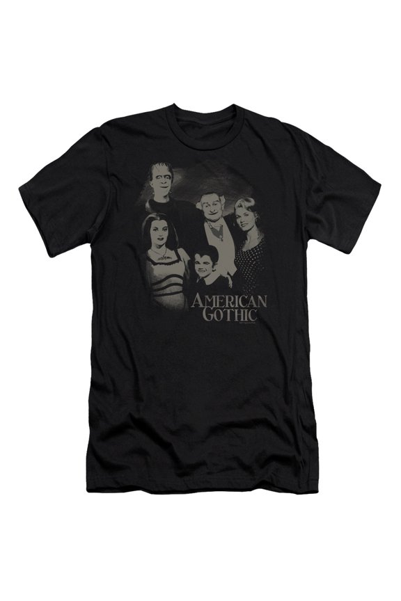The Munsters American Gothic Adult 30/1 T-Shirt Black