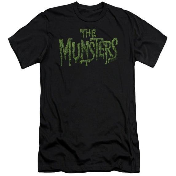 The Munsters Distress Logo Premium Adult Slim Fit 30/1 T-Shirt Black
