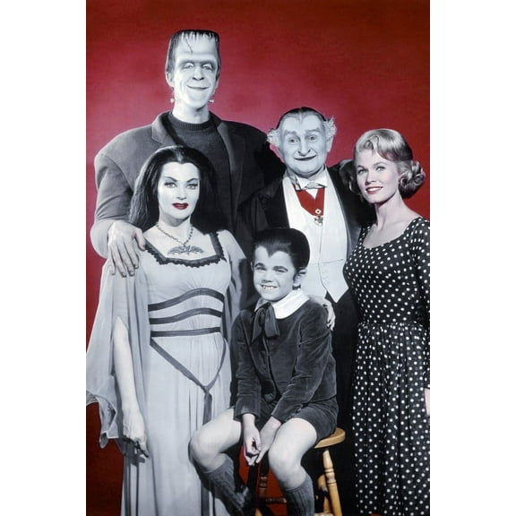 The Munsters Herman,Lily,Eddie,Grandpa,Marilyn Family Pose 24X36 Classic Hollywood Poster