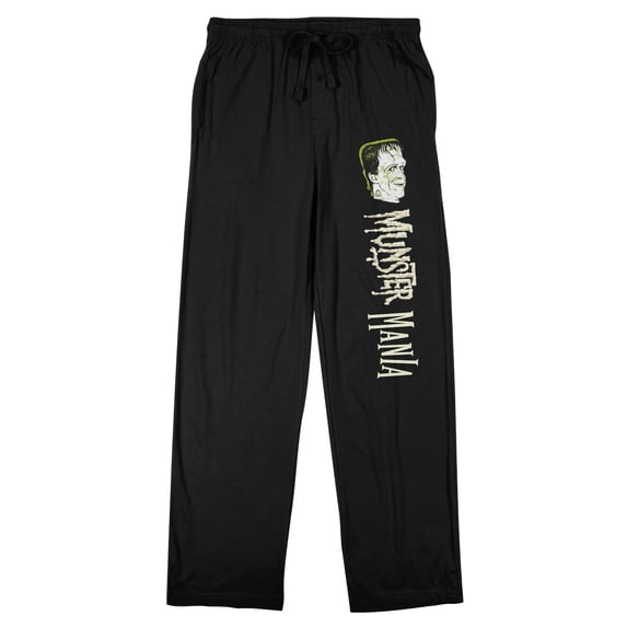 The Munsters Herman Munster Character and Name Men's Black Graphic Sleep Pants-Medium