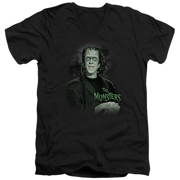 The Munsters Man Of The House Adult V-Neck T-Shirt Black