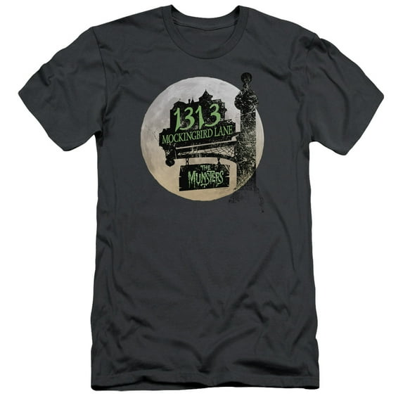 The Munsters Moonlit Address Adult 30/1 T-Shirt Charcoal