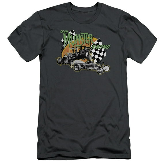 The Munsters Munster Racing Adult 30/1 T-Shirt Charcoal