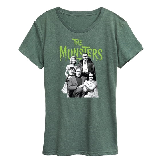 The Munsters - Munsters Black And White Family Portrait- Women's Short Sleeve Graphic Tee