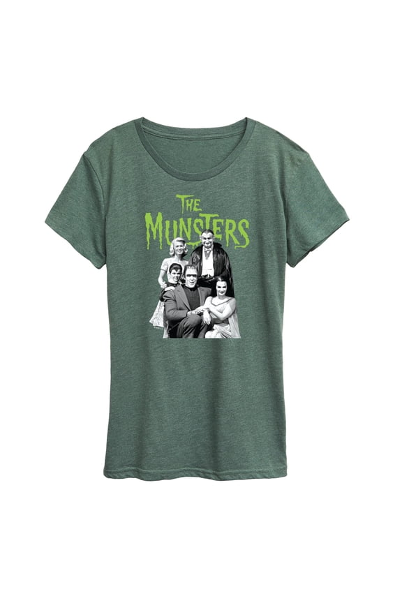 - Munsters Black And White Family Portrait- Women's Short Sleeve Graphic Tee