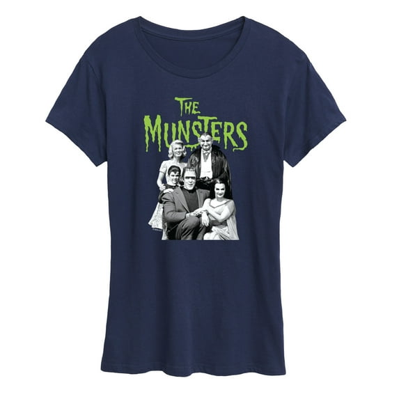 The Munsters - Munsters Black And White Family Portrait- Women's Short Sleeve Graphic Tee