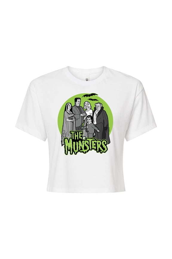 - Munsters Family Drawing - Junior's Cropped Tee