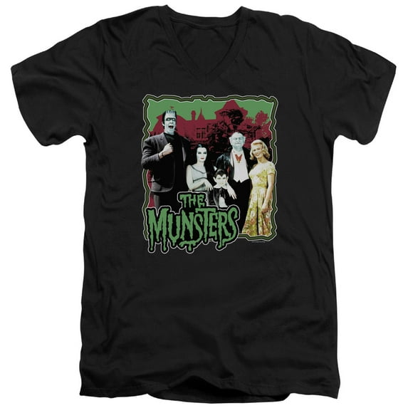 The Munsters Normal Family Adult V-Neck T-Shirt Black