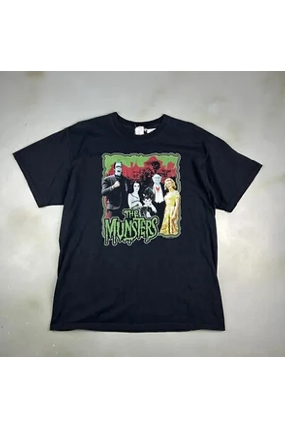 The Munsters TV SHOW Characters Black T-Shirt sz L Adult