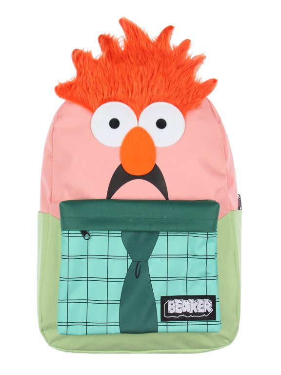 Beaker 3D Character Hair 17" Cute Backpack Laptop Travel Book Bag Padded Back Adjustable Straps