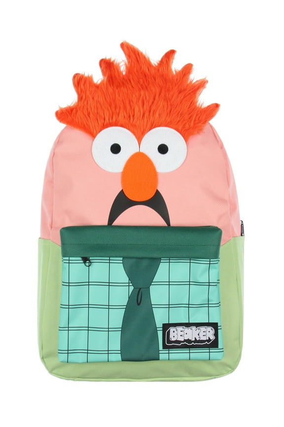 The Muppets Beaker 3D Character Hair 17" Cute Backpack Laptop Travel Book Bag Padded Back Adjustable Straps